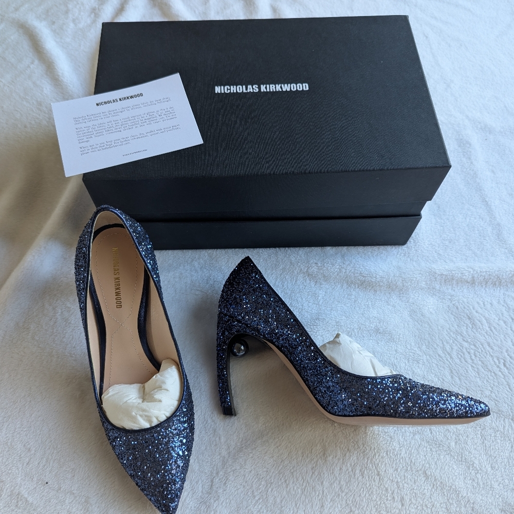 Nicholas Kirkwood Midnight Blue Glitter Heels